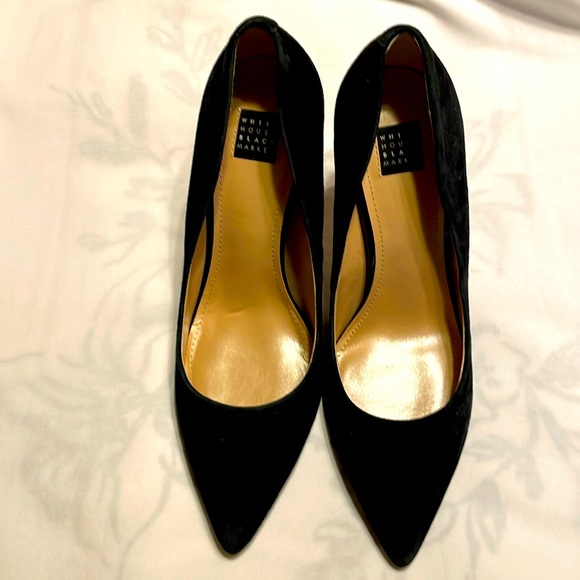 White House Black Market Shoes - White House black market black suede 3 inch pumps